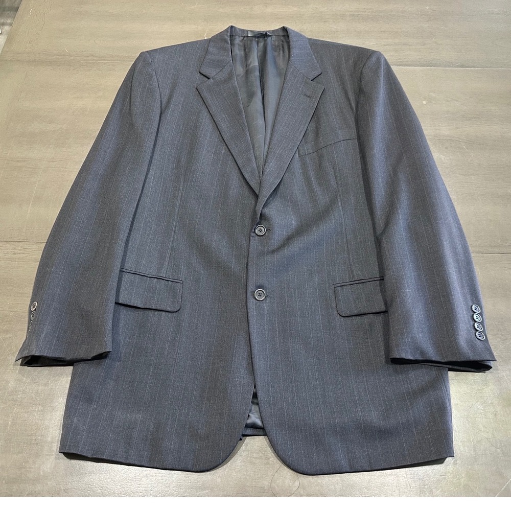 Brooks Brothers Mens 44 Long Blazer Jacket Charcoal Grey Pinstripe 100% Wool USA